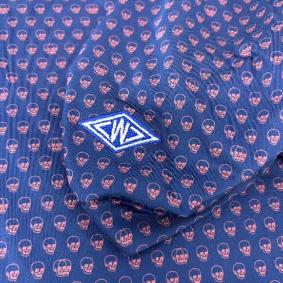 Peter Millar Summer Comfort XL Blue Skull Pattern Short Sleeve Golf Polo Shirt - Picture 4 of 7